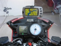 Vier of Garmin 2610 installed, from rider's seat