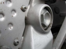 Crack in foot rest plate left side